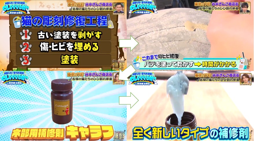 TBS「冒険少年 2時間SP」で紹介された木部用補修材「キャラフ」