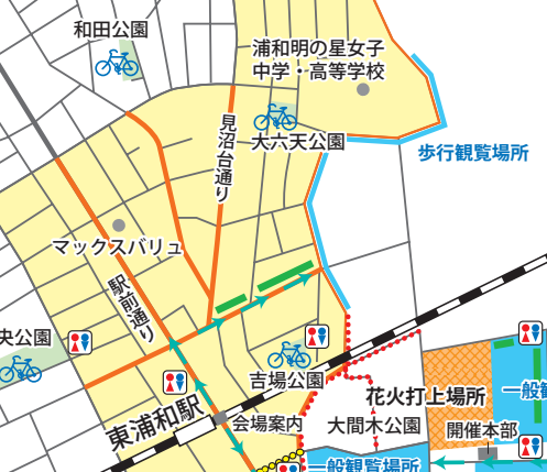 2023東浦和花火大会穴場⑩ 歩行者用観覧場所