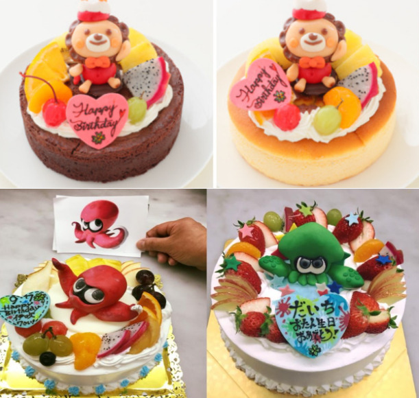 スイーツアート：スプラトゥーンの誕生日ケーキをキャラクター人形やクッキープレートと一緒に♫